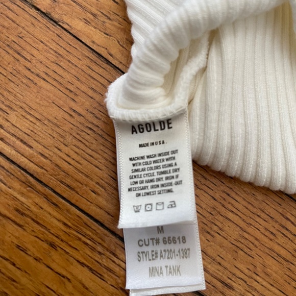 Agolde White Thick Ribbed Mina Organic Cotton - Tank Top -  Size Medium - Picture 7 of 9